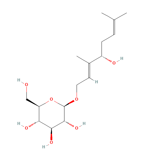(2E)-4-Hydroxy-3,7-dimethyl-2,6-octadien-1-yl hexopyranoside (CAS: 100462-37-1) - Related Chemical Product