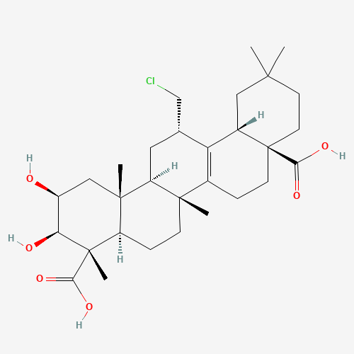 13-(Chloromethyl)-2,3-dihydroxy-4,6a,11,11,14b-pentamethyl-2,3,4,4a,5,6,6a,7,8,9,10,11,12,12a,13,14,14a,14b-octadecahydro-4,8a(1H)-picenedicarboxylic acid (CAS: 2469-34-3) - Related Chemical Product