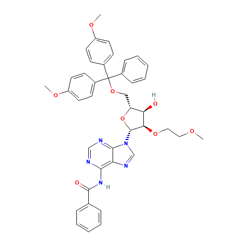 N-Benzoyl-5'-O-[bis(4-methoxyphenyl)phenylmethyl]-2'-O-(2-methoxyethyl)adenosine (CAS: 251647-48-0) - Chemical Structure and Molecular Formula 