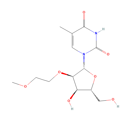 2'-O-(2-Methoxyethyl)-5-methyluridine (CAS: 163759-49-7) - Chemical Structure and Molecular Formula 