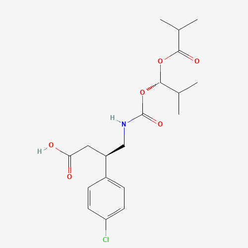Benzenepropanoic acid, 4-chloro-b-[[[[(1S)-2-Methyl-1-(2-Methyl-1-oxopropoxy)propoxy]carbonyl ]aMino]Methyl]-, (bR)- (CAS: 847353-30-4) - Chemical Structure and Molecular Formula 