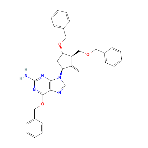 6-(Benzyloxy)-9-[(1S,3R,4S)-2-methylene-4-(phenylmethoxy)-3-[(phenylmethoxy)methyl]cyclopentyl]-9H-purine-2-amine (CAS: 204845-95-4) - Related Chemical Product