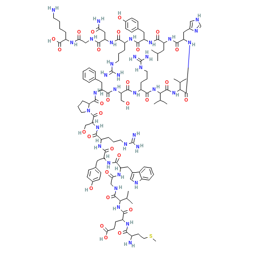 H-MET-GLU-VAL-GLY-TRP-TYR-ARG-SER-PRO-PHE-SER-ARG-VAL-VAL-HIS-LEU-TYR-ARG-ASN-GLY-LYS-OH (CAS: 149635-73-4) - Chemical Structure and Molecular Formula 