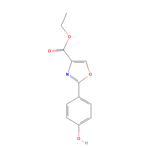 Ethyl 2-(4'-hydroxyphenyl)-1,3-oxazole-4-carboxylate (CAS: 200400-76-6) - Chemical Structure and Molecular Formula 