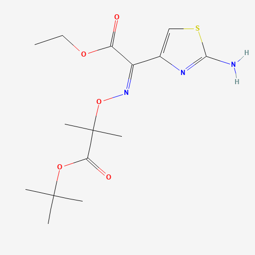 Ethyl 2-(2-aminothiazole-4-yl)-2-(1-tert-butoxycarbonyl-1-methylethoxyimino)acetate (CAS: 86299-46-9) - Chemical Structure and Molecular Formula 