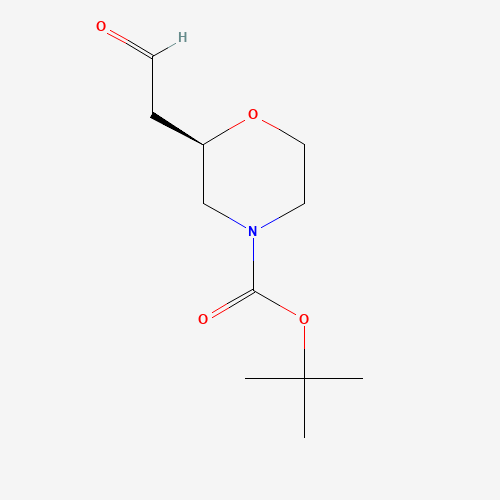 2-Methyl-2-propanyl (2R)-2-(2-oxoethyl)-4-morpholinecarboxylate (CAS: 1257853-70-5) - Chemical Structure and Molecular Formula 