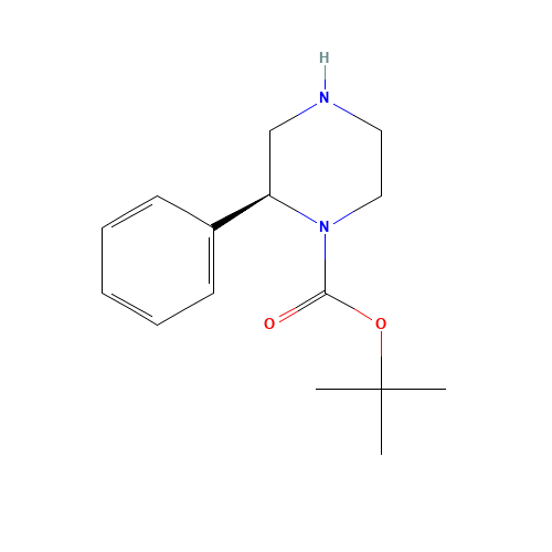 2-Methyl-2-propanyl (2S)-2-phenyl-1-piperazinecarboxylate (CAS: 1240583-48-5) - Chemical Structure and Molecular Formula 