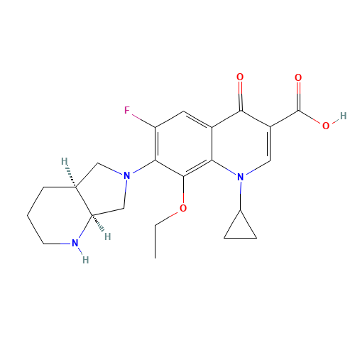 1-Cyclopropyl-8-ethoxy-6-fluoro-7-[(4aS,7aS)-octahydro-6H-pyrrolo[3,4-b]pyridin-6-yl]-4-oxo-1,4-dihydro-3-quinolinecarboxylic acid (CAS: 1029364-75-7) - Chemical Structure and Molecular Formula 