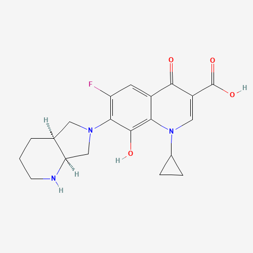 1-Cyclopropyl-6-fluoro-8-hydroxy-7-[(4aS,7aS)-octahydro-6H-pyrrolo[3,4-b]pyridin-6-yl]-4-oxo-1,4-dihydro-3-quinolinecarboxylic acid (CAS: 721970-36-1) - Chemical Structure and Molecular Formula 