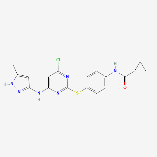 N-[4-({4-Chloro-6-[(3-methyl-1H-pyrazol-5-yl)amino]-2-pyrimidinyl}sulfanyl)phenyl]cyclopropanecarboxamide (CAS: 639090-55-4) - Related Chemical Product