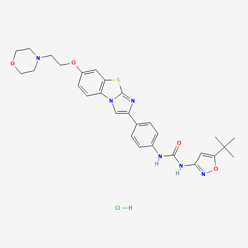 1-[5-(2-Methyl-2-propanyl)-1,2-oxazol-3-yl]-3-(4-{7-[2-(4-morpholinyl)ethoxy]imidazo[2,1-b][1,3]benzothiazol-2-yl}phenyl)urea hydrochloride (1:1) (CAS: 950769-62-7) - Related Chemical Product