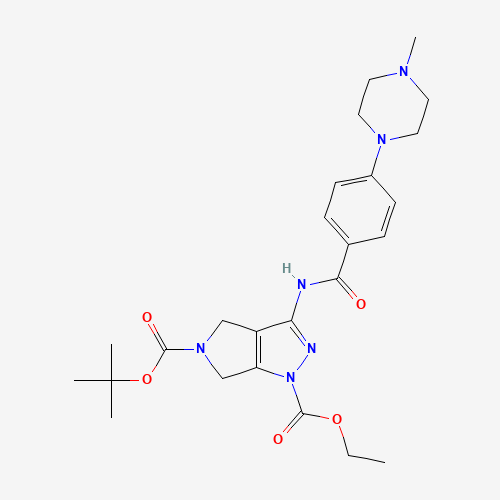 3-[[4-(4-methylpiperazin-1-yl)benzoyl]amino]-4,6-dihydropyrrolo[3,4-c]pyrazole-1,5-dicarboxylic acid (CAS: 761443-69-0) - Chemical Structure and Molecular Formula 