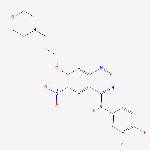 N-(3-Chloro-4-fluorophenyl)-7-[3-(4-morpholinyl)propoxy]-6-nitro-4-quinazolinamine (CAS: 267243-64-1) - Related Chemical Product