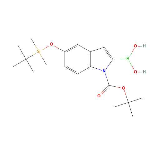 [1-(tert-butoxycarbonyl)-5-{[tert-butyl(dimethyl)silyl]oxy}-1H-indol-2-yl]boronic acid (CAS: 335649-61-1) - Chemical Structure and Molecular Formula 