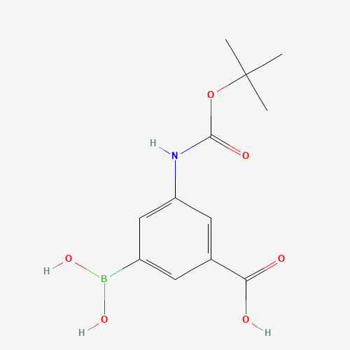 3-(Dihydroxyboryl)-5-({[(2-methyl-2-propanyl)oxy]carbonyl}amino)benzoic acid (CAS: 913835-72-0) - Chemical Structure and Molecular Formula 