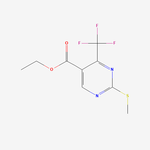 Ethyl 2-(methylsulfanyl)-4-(trifluoromethyl)-5-pyrimidinecarboxylate (CAS: 149771-12-0) - Chemical Structure and Molecular Formula 