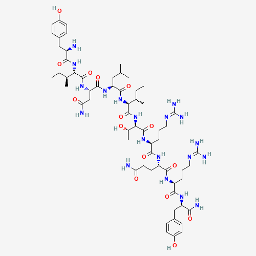 L-Tyrosyl-D-isoleucyl-D-asparaginyl-D-leucyl-D-isoleucyl-L-threonyl-D-arginyl-D-glutaminyl-L-arginyl-L-tyrosinamide (CAS: 163887-48-7) - Chemical Structure and Molecular Formula 