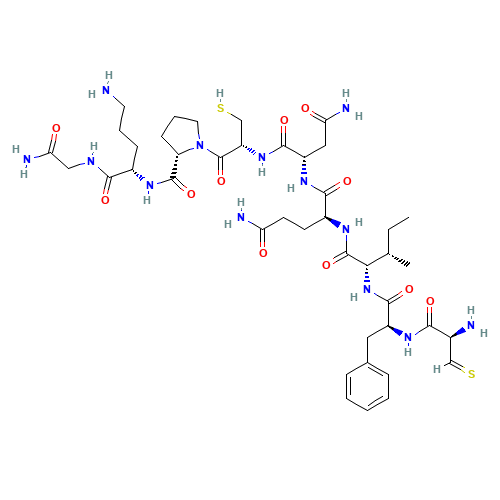 3-Thioxo-L-alanyl-L-phenylalanyl-L-isoleucyl-L-glutaminyl-L-asparaginyl-L-cysteinyl-L-prolyl-L-ornithylglycinamide (CAS: 2480-41-3) - Related Chemical Product
