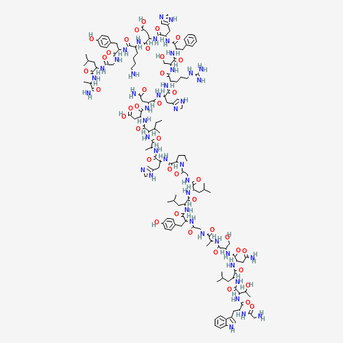 Glycyl-L-tryptophyl-L-threonyl-L-leucyl-L-asparaginyl-L-seryl-L-alanylglycyl-L-tyrosyl-L-leucyl-L-leucylglycyl-L-prolyl-L-histidyl-L-alanyl-L-isoleucyl-L-a-aspartyl-L-asparaginyl-L-histidyl-L-arginyl-L-seryl-L-phenylalanyl-L-histidyl-L-a-aspartyl-L-lysyl- (CAS: 88813-36-9) - Chemical Structure and Molecular Formula 