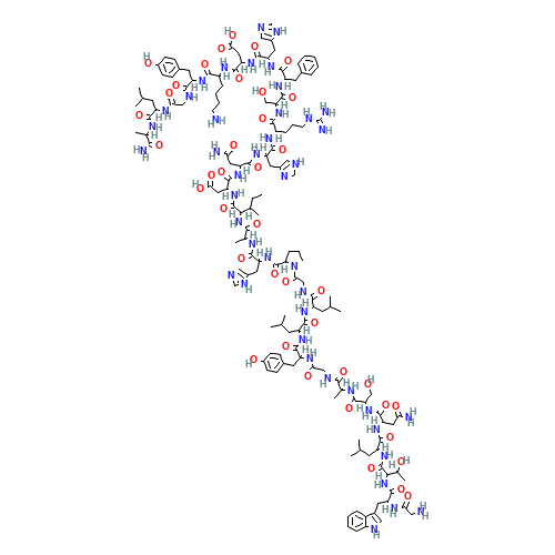 Glycyl-L-tryptophyl-L-threonyl-L-leucyl-L-asparaginyl-L-seryl-L-alanylglycyl-L-tyrosyl-L-leucyl-L-leucylglycyl-L-prolyl-L-histidyl-L-alanyl-L-isoleucyl-L-a-aspartyl-L-asparaginyl-L-histidyl-L-arginyl-L-seryl-L-phenylalanyl-L-histidyl-L-a-aspartyl-L-lysyl- (CAS: 88813-36-9) - Related Chemical Product