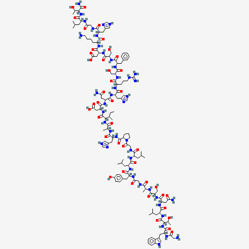 Glycyl-L-tryptophyl-L-threonyl-L-leucyl-L-asparaginyl-L-seryl-L-alanylglycyl-L-tyrosyl-L-leucyl-L-leucylglycyl-L-prolyl-L-histidyl-L-alanyl-L-isoleucyl-L-a-aspartyl-L-asparaginyl-L-histidyl-L-arginyl-L-seryl-L-phenylalanyl-L-seryl-L-a-aspartyl-L-lysyl-L-h (CAS: 114547-31-8) - Chemical Structure and Molecular Formula 