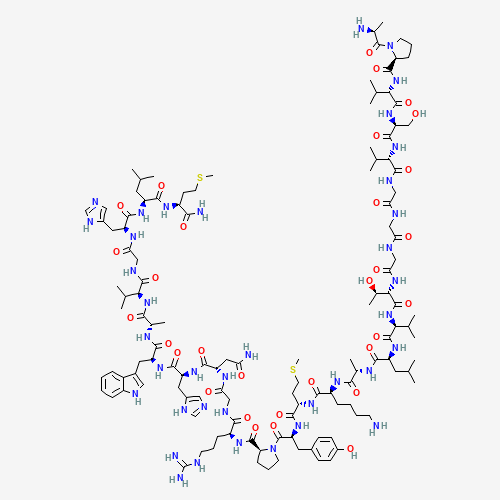 L-Alanyl-L-prolyl-L-valyl-L-seryl-L-valylglycylglycylglycyl-L-threonyl-L-valyl-L-leucyl-L-alanyl-L-lysyl-L-methionyl-L-tyrosyl-L-prolyl-L-arginylglycyl-L-asparaginyl-L-histidyl-L-tryptophyl-L-alanyl-L-valylglycyl-L-histidyl-L-leucyl-L-methioninamide (CAS: 74815-57-9) - Chemical Structure and Molecular Formula 