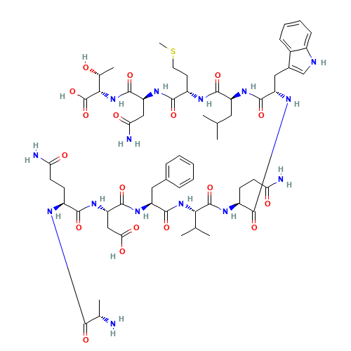 L-Alanyl-L-glutaminyl-L-a-aspartyl-L-phenylalanyl-L-valyl-L-glutaminyl-L-tryptophyl-L-leucyl-L-methionyl-L-asparaginyl-L-threonine (CAS: 64790-15-4) - Related Chemical Product