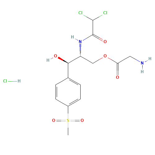 Thiamphenicol glycinate hydrochloride (CAS: 2611-61-2) - Chemical Structure and Molecular Formula 