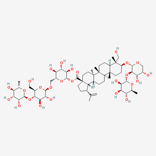 6-Deoxy-?-L-mannopyranosyl-(1->4)-?-D-glucopyranosyl-(1->6)-1-O-[(3?)-3-{[2-O-(6-deoxy-?-L-mannopyranosyl)-?-L-arabinopyranosyl]oxy}-23-hydroxy-28-oxolup-20(29)-en-28-yl]-?-D-gluc (CAS: 129741-57-7) - Related Chemical Product