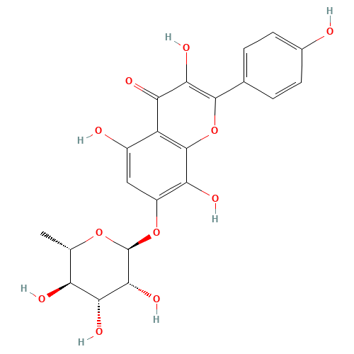 3,5,8-Trihydroxy-2-(4-hydroxyphenyl)-4-oxo-4H-chromen-7-yl 6-deoxy-a-L-mannopyranoside (CAS: 85571-15-9) - Chemical Structure and Molecular Formula 