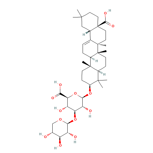 olean-12-en-28-oic acid, 3-[(3-O-b-D-xylopyranosyl-b-D-glucopyranuronosyl)oxy]-, (3b)- (CAS: 96990-18-0) - Chemical Structure and Molecular Formula 