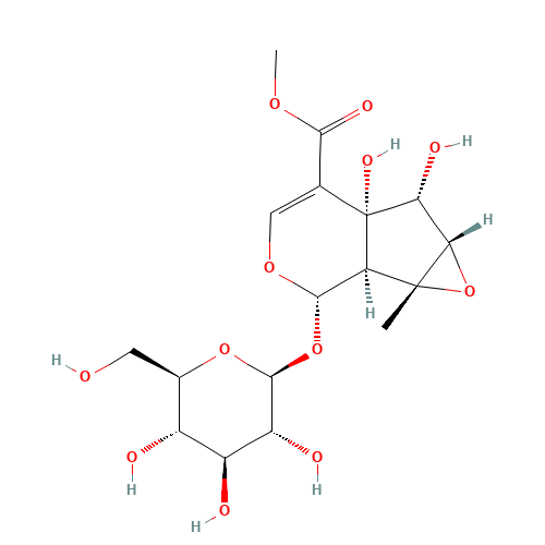 Methyl (1aR,1bS,2S,5aR,6R,6aS)-2-(b-D-glucopyranosyloxy)-5a,6-dihydroxy-1a-methyl-1a,1b,2,5a,6,6a-hexahydrooxireno[4,5]cyclopenta[1,2-c]pyran-5-carboxylate (CAS: 117479-87-5) - Related Chemical Product