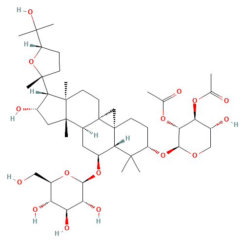 (3b,6a,16b,20R,24S)-3-[(2,3-Di-O-acetyl-b-D-xylopyranosyl)oxy]-16,25-dihydroxy-14-methyl-20,24-epoxy-9,19-cyclocholestan-6-yl b-D-glucopyranoside (CAS: 84680-75-1) - Related Chemical Product