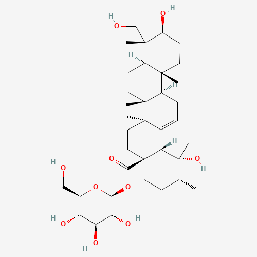 [(2S,3R,4S,5S,6R)-3,4,5-trihydroxy-6-(hydroxymethyl)tetrahydropyran-2-yl] (1R,2R,4aS,6aR,6aS,6bR,8aR,9R,10S,12aR,14bS)-1,10-dihydroxy-9-(hydroxymethyl)-1,2,6a,6b,9,12a-hexamethyl-2,3,4,5,6,6a,7,8,8a,10,11,12,13,14b-tetradecahydropicene-4a-carboxylate (CAS: 42719-32-4) - Related Chemical Product