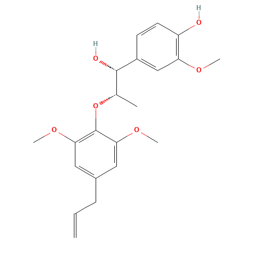 4-[(1R,2S)-2-(4-Allyl-2,6-dimethoxyphenoxy)-1-hydroxypropyl]-2-methoxyphenol (CAS: 171485-39-5) - Chemical Structure and Molecular Formula 