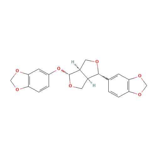 5-[4-(1,3-Benzodioxolol-5-yloxy)tetrahydro-1H,3H-furo[3,4-c]furan-1-yl]-1,3-benzodioxole (CAS: 526-07-8) - Related Chemical Product