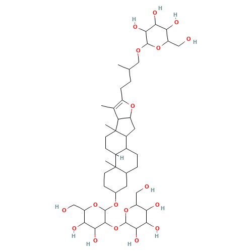 (8ξ,9ξ,14ξ)-26-(b-D-Glucopyranosyloxy)furost-20(22)-en-3-yl 2-O-b-D-glucopyranosyl-b-D-galactopyranoside (CAS: 139051-27-7) - Related Chemical Product