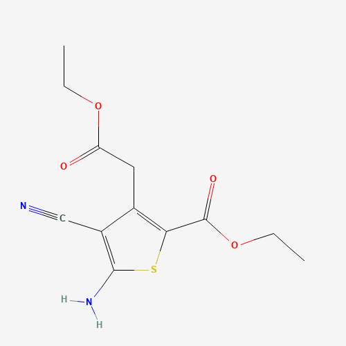 ethyl 5-amino-4-cyano-3-(2-ethoxy-2-oxoethyl)thiophene-2-carboxylate (CAS: 58168-20-0) - Chemical Structure and Molecular Formula 