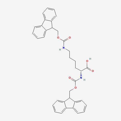 N<sup>2</sup>,N<sup>6</sup>-Bis[(9H-fluoren-9-ylmethoxy)carbonyl]lysine (CAS: 75932-02-4) - Chemical Structure and Molecular Formula 