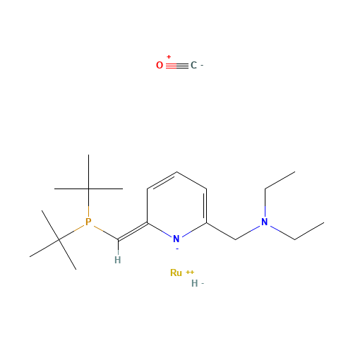 Carbon monooxide - [(2E)-2-{[bis(2-methyl-2-propanyl)phosphino]methylene}-6-[(diethylamino)methyl]-1(2H)-pyridinyl](hydrido)ruthenium (1:1) (CAS: 863971-63-5) - Chemical Structure and Molecular Formula 