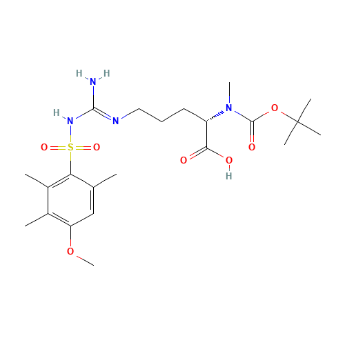 N<sup>5</sup>-{N-[(4-Methoxy-2,3,6-trimethylphenyl)sulfonyl]carbamimidoyl}-N<sup>2</sup>-methyl-N<sup>2</sup>-{[(2-methyl-2-propanyl)oxy]carbonyl}-L-ornithine (CAS: 125602-26-8) - Related Chemical Product