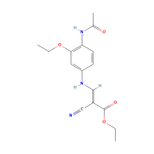 Ethyl (2E)-3-[(4-acetamido-3-ethoxyphenyl)amino]-2-cyanoacrylate (CAS: 848133-74-4) - Chemical Structure and Molecular Formula 