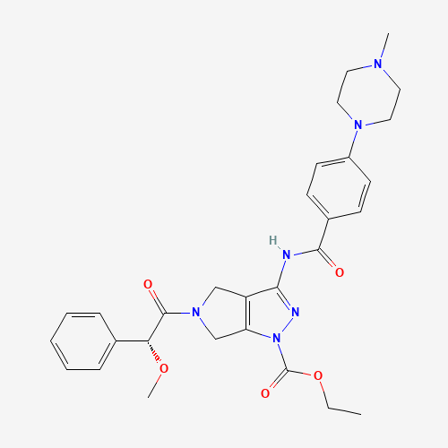 5-((R)-2-Methoxy-2-phenylacetyl)-3-[4-(4-Methylpiperazin-1-yl)benzoylaMino]-5,6-dihydro-4H-pyrrolo[3,4-c]pyrazole-1-carboxylic acid ethyl ester (CAS: 827318-78-5) - Related Chemical Product
