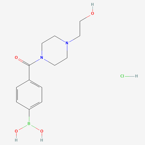 (4-{[4-(2-Hydroxyethyl)-1-piperazinyl]carbonyl}phenyl)boronic acid hydrochloride (1:1) (CAS: 913835-44-6) - Chemical Structure and Molecular Formula 