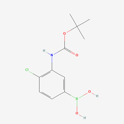 [4-Chloro-3-({[(2-methyl-2-propanyl)oxy]carbonyl}amino)phenyl]boronic acid (CAS: 871329-57-6) - Chemical Structure and Molecular Formula 