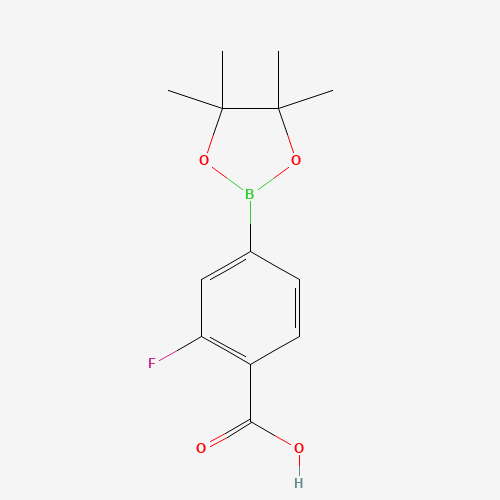 2-Fluoro-4-(4,4,5,5-tetramethyl-1,3,2-dioxaborolan-2-yl)benzoic acid (CAS: 867256-77-7) - Chemical Structure and Molecular Formula 