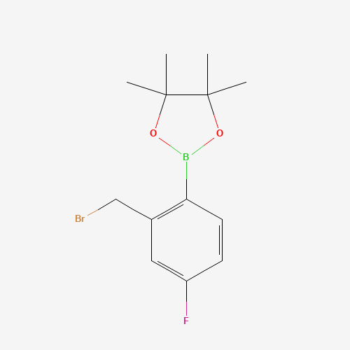 2-[2-(Bromomethyl)-4-fluorophenyl]-4,4,5,5-tetramethyl-1,3,2-dioxaborolane (CAS: 850567-57-6) - Chemical Structure and Molecular Formula 