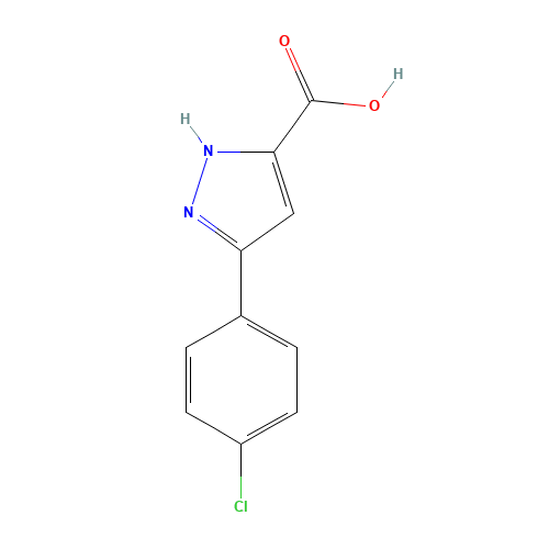 3-(4-Chlorophenyl)-1H-pyrazole-5-carboxylic acid (CAS: 54006-63-2) - Chemical Structure and Molecular Formula 