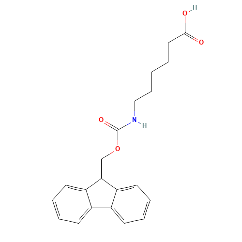 6-{[(9H-Fluoren-9-ylmethoxy)carbonyl]amino}hexanoic acid (CAS: 88574-06-5) - Chemical Structure and Molecular Formula 