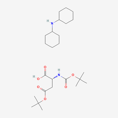 (2S)-4-[(2-Methyl-2-propanyl)oxy]-2-({[(2-methyl-2-propanyl)oxy]carbonyl}amino)-4-oxobutanoic acid - N-cyclohexylcyclohexanamine (1:1) (non-preferred name) (CAS: 200334-95-8) - Chemical Structure and Molecular Formula 